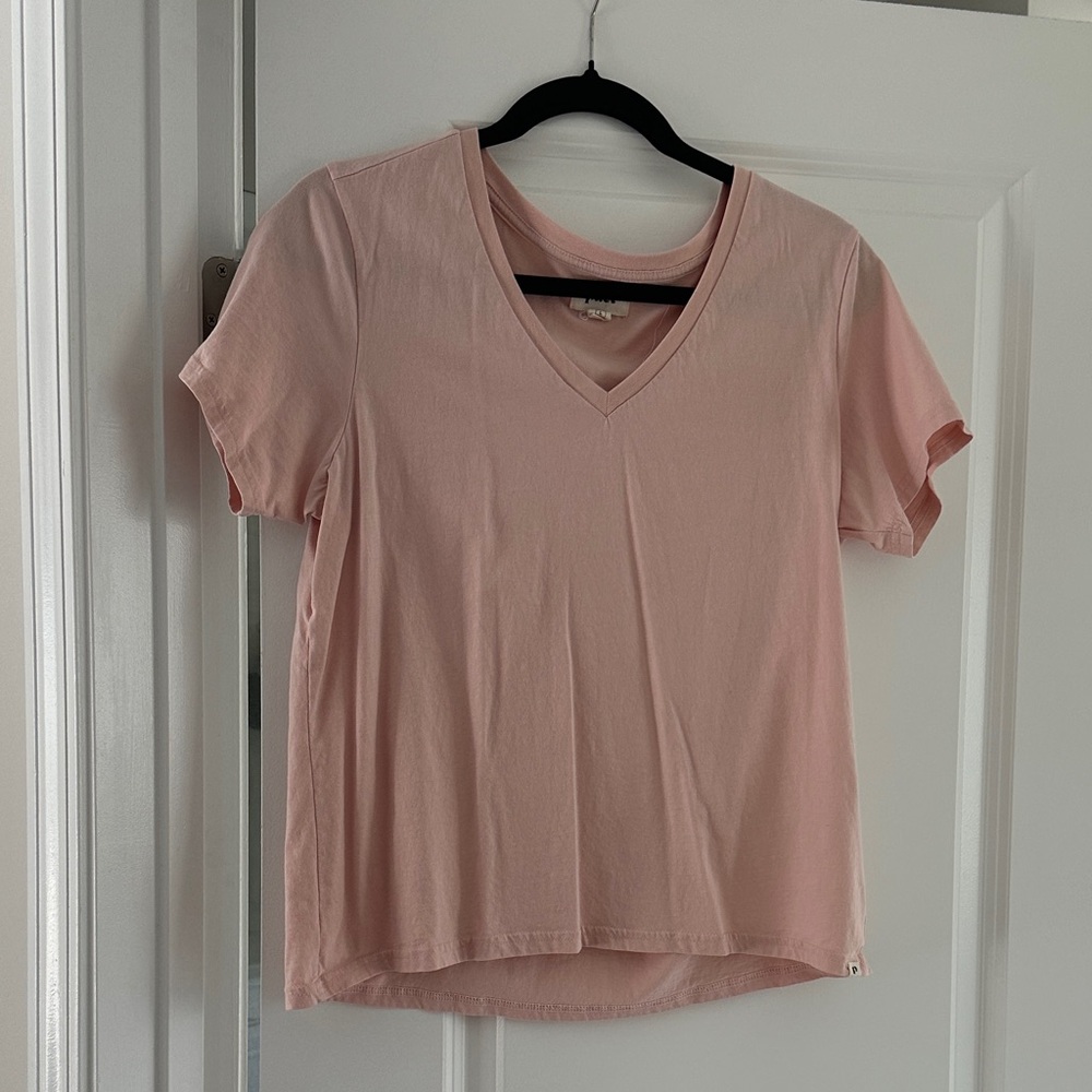 Pact Light Pink V-Neck Short Sleeve Tee